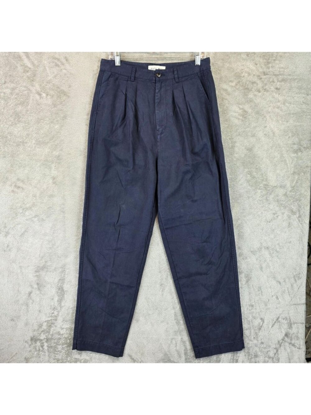 Alex Mill Pants Womens 10 Navy Blue Twill Double Pleated Chino Pockets Classic